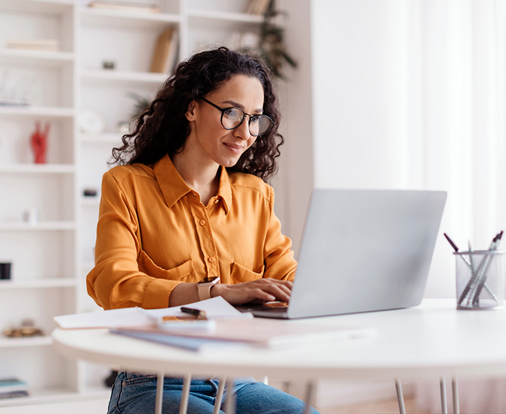 Woman working on laptop