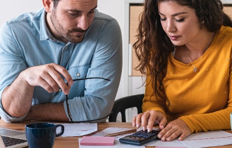 Couple reviewing their finances
